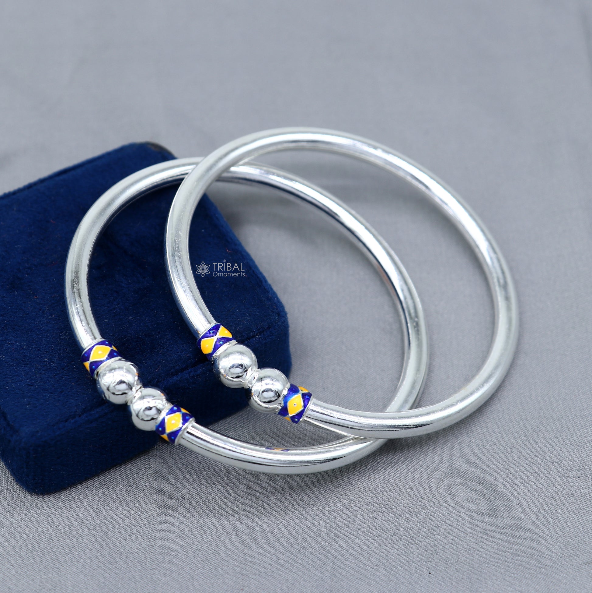 925 sterling silver handmade fabulous plain shine design bangle bracelet kada jewelry, single ball kada bangle nba428 - TRIBAL ORNAMENTS