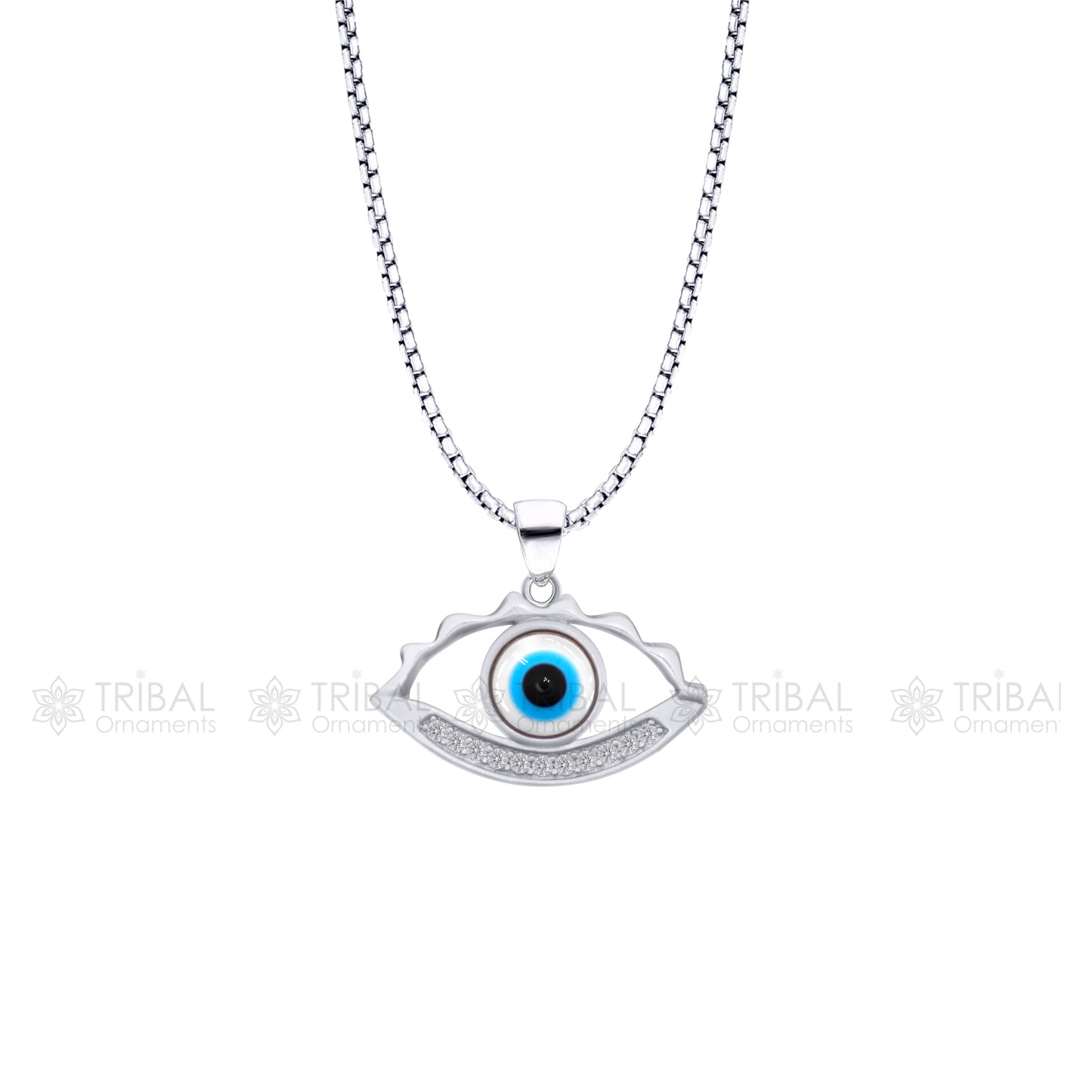 925 sterling silver evil eyes pendant with CZ stone nsp791