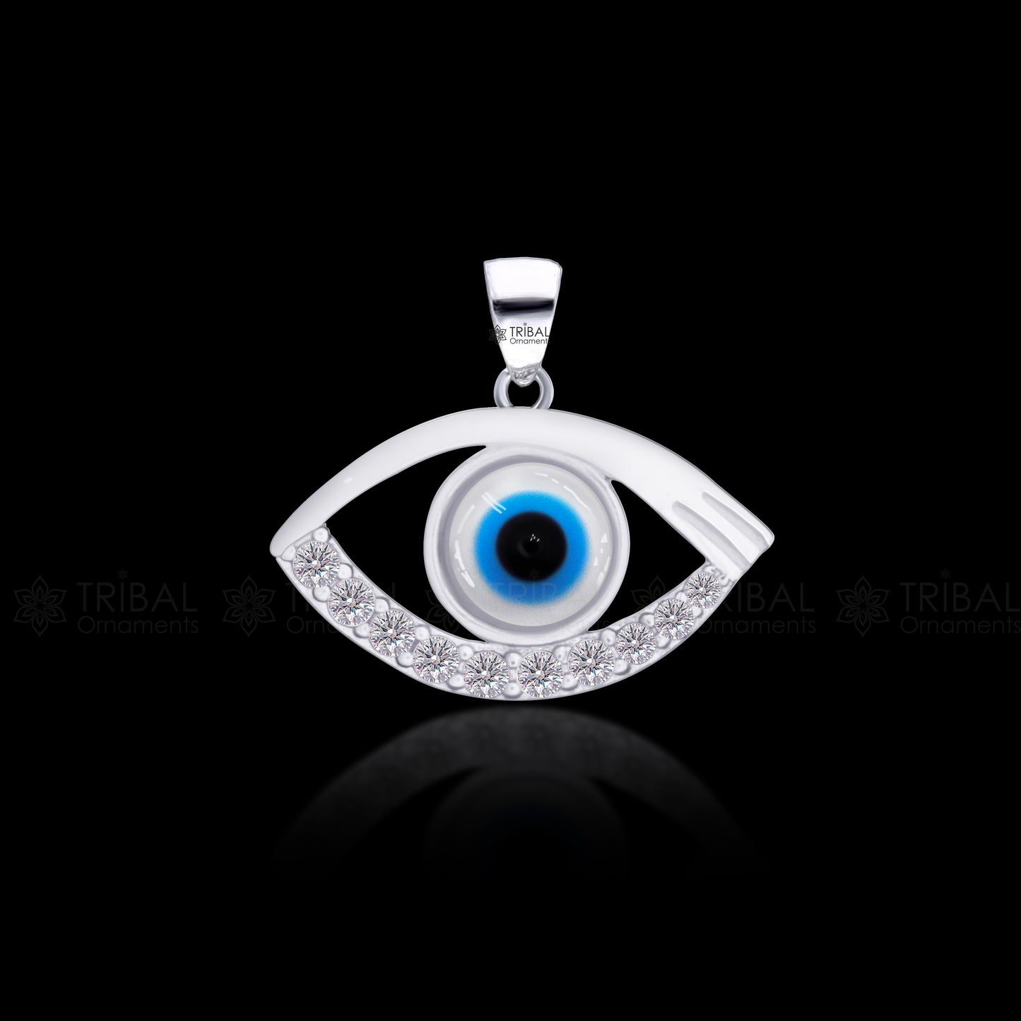 PURE 925 sterling silver evil eyes pendant with CZ stone nsp795