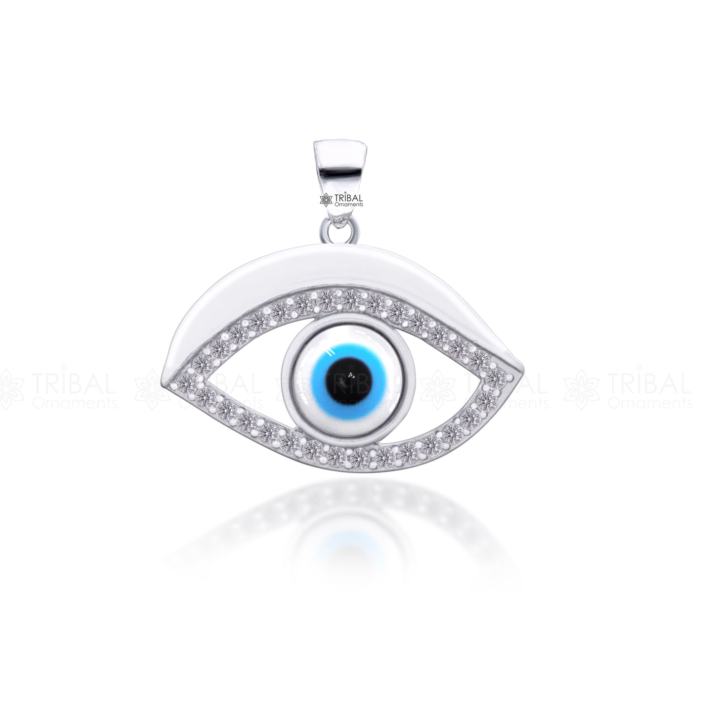 PURE 925 sterling silver evil eyes pendant with CZ stone nsp796