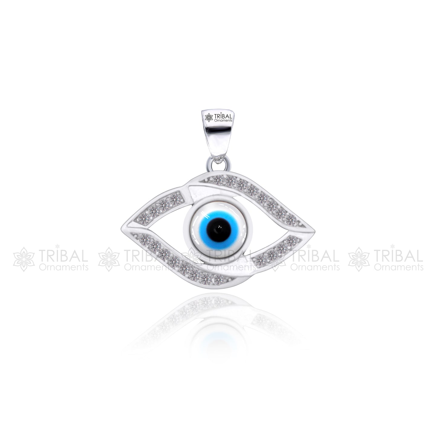 PURE 925 sterling silver evil eyes pendant with CZ stone nsp797