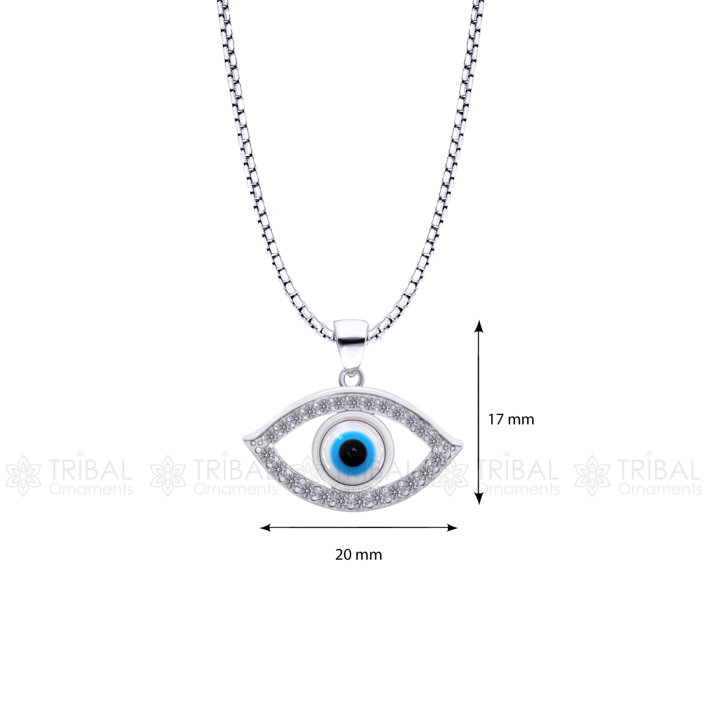 PURE 925 sterling silver evil eyes pendant with CZ stone nsp798