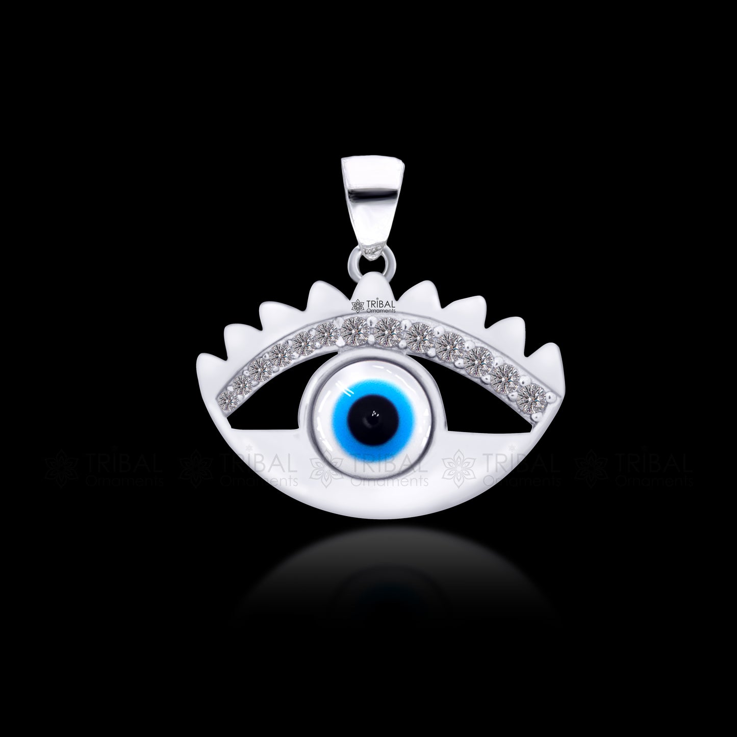 PURE 925 sterling silver evil eyes pendant with CZ stone nsp799