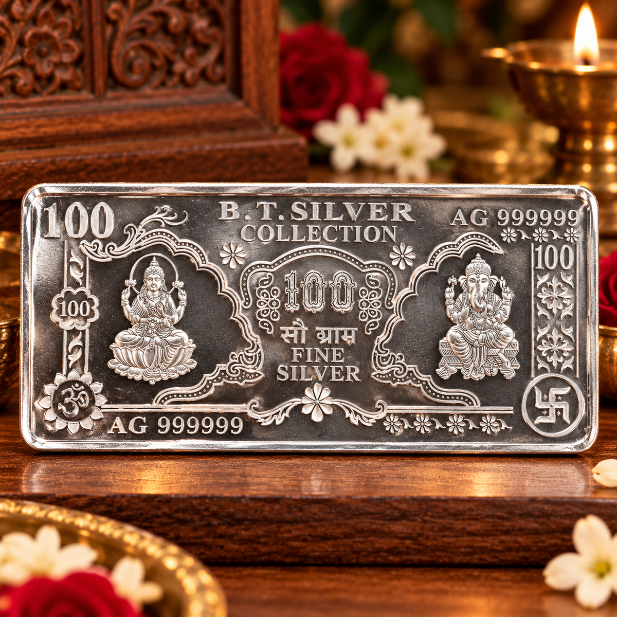 999 Purity | Silver Note | Silver bar, 100g | Silver Bar Pure for diwali.
