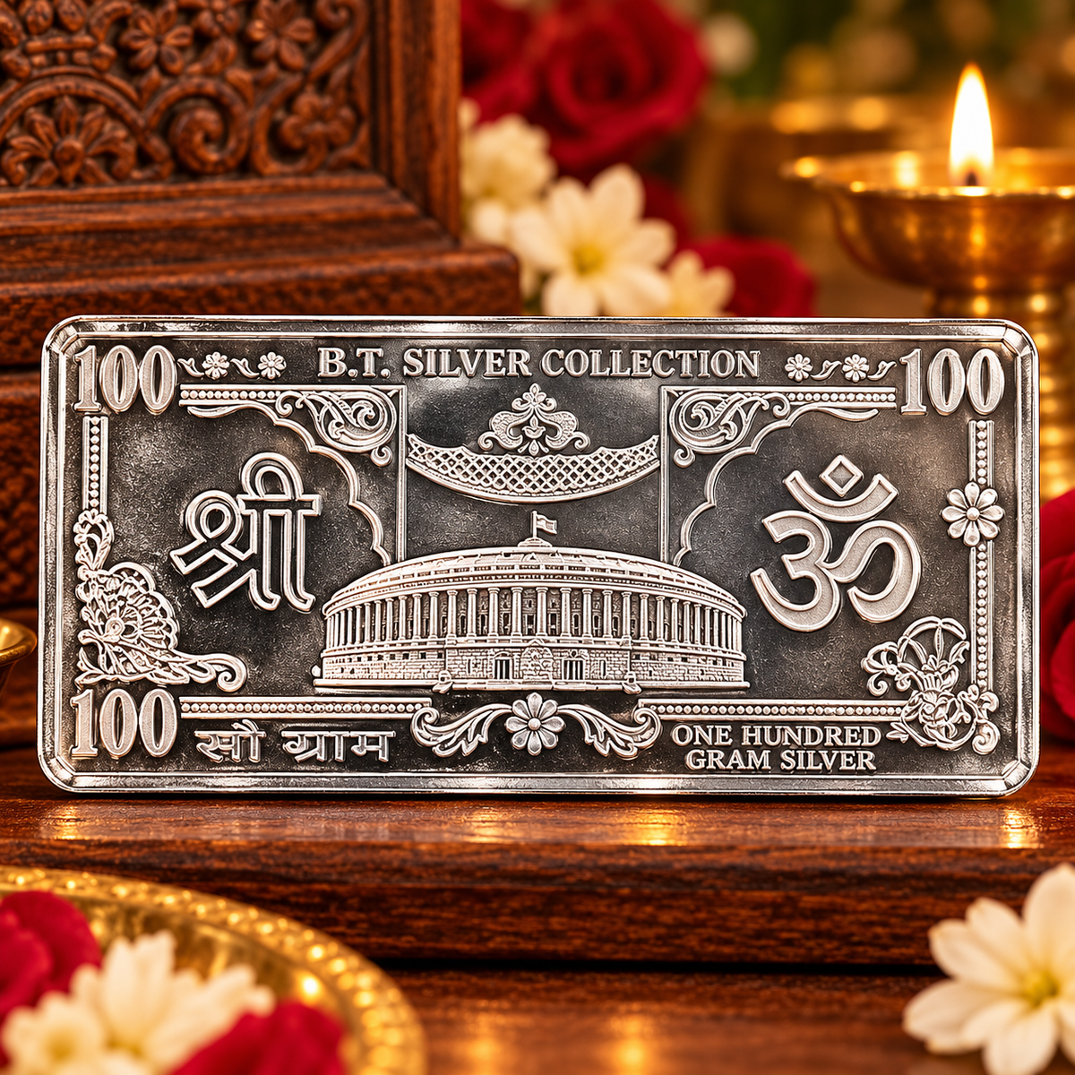 999 Purity | Silver Note | Silver bar, 100g | Silver Bar Pure for diwali.