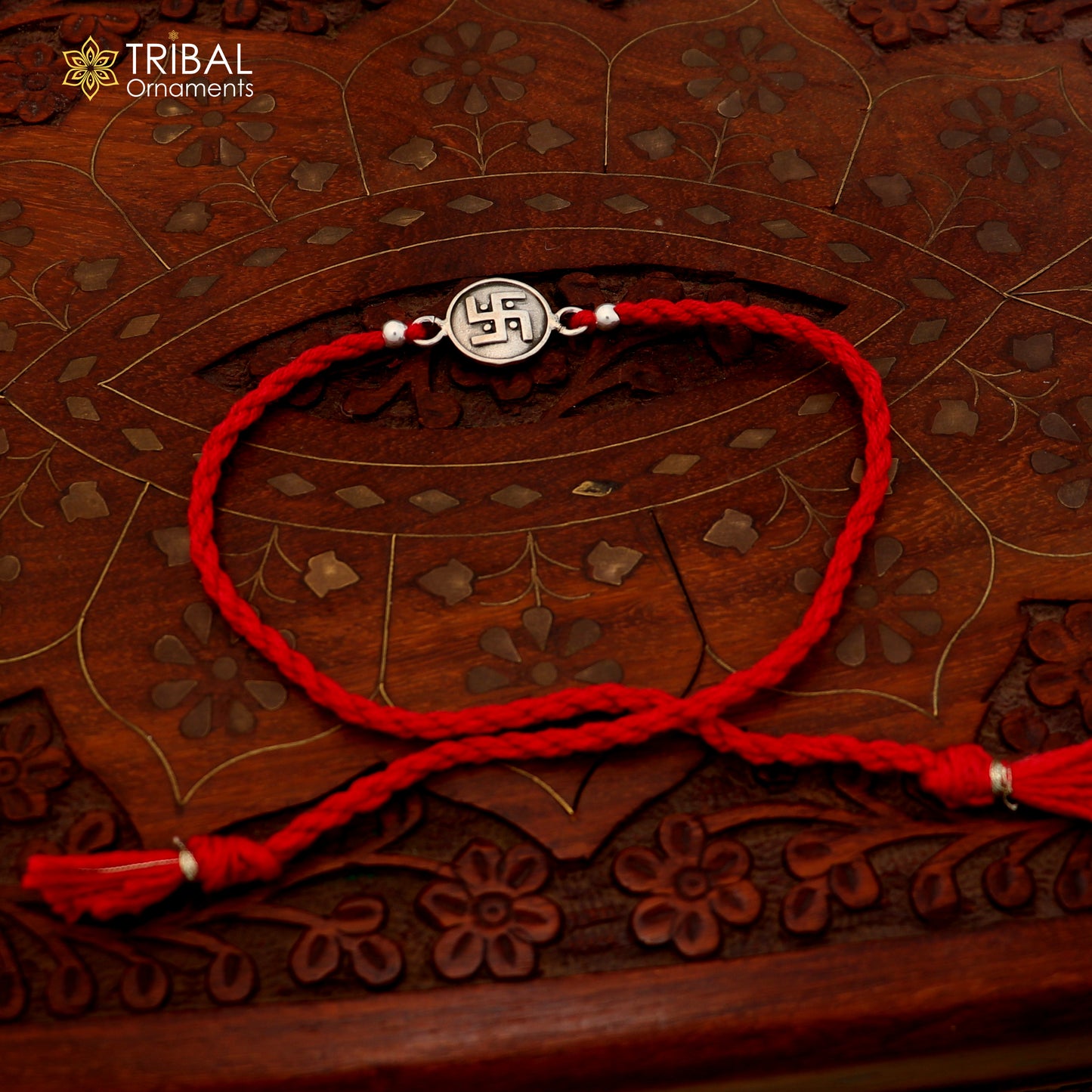 925 sterling silver Divine SWASTIKA pendant Rakhi bracelet rK421