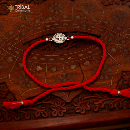 925 sterling silver Divine SWASTIKA pendant Rakhi bracelet rK421
