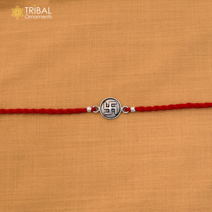 925 sterling silver Divine SWASTIKA pendant Rakhi bracelet rK421