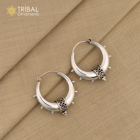 925 sterling silver handmade unique traditional cultural ethnic hoops earring bali for men's or girl's best dancing jewelry s1124