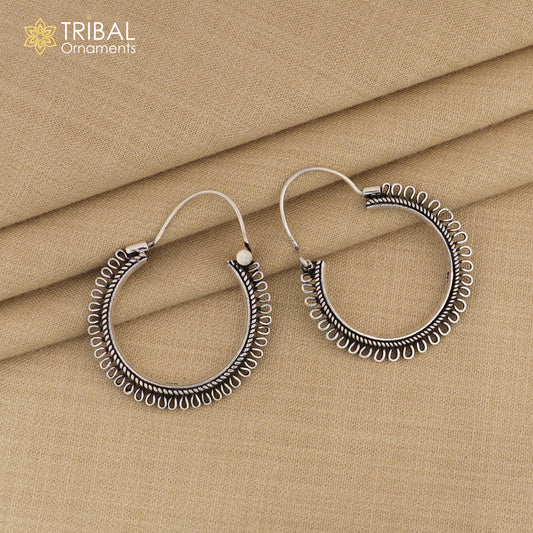 92.5 sterling silver gorgeous Exclusive design hoops hanging earrings fabulous silver ethnic tribal  functional earrings jewellery s1262