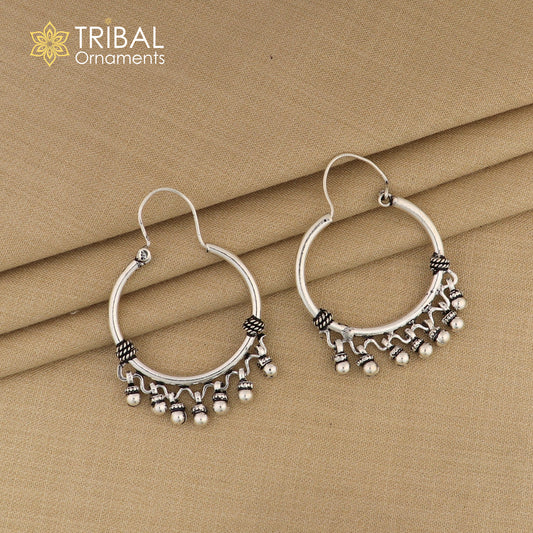 925 sterling silver handmade gorgeous hoops earring with fabulous hanging drops,excellent customized earring tribal belly dance jewelry s857