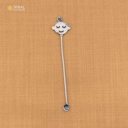 925 sterling silver new born baby Annaprashan ceremony Honey stick su1399