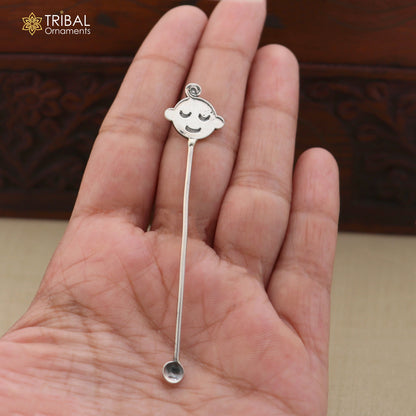 925 sterling silver new born baby Annaprashan ceremony Honey stick su1399