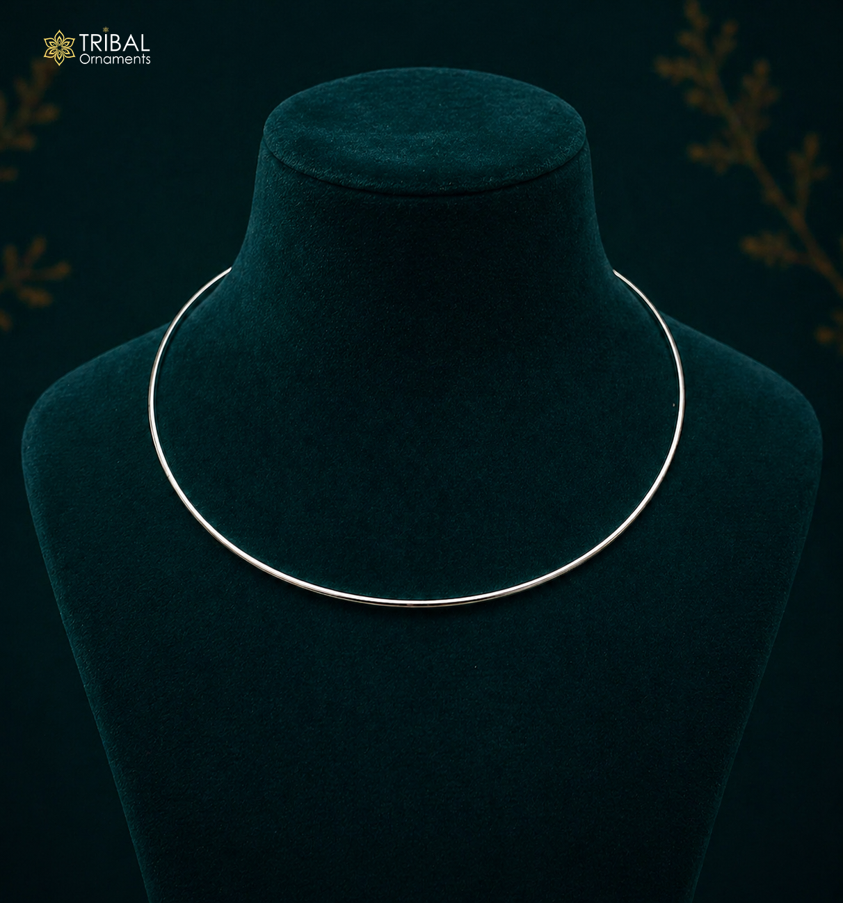 Sterling silver 1mm round plain neck band or choker for pendants, ethnic Indian jewelry by TRIBAL ORNAMENTS