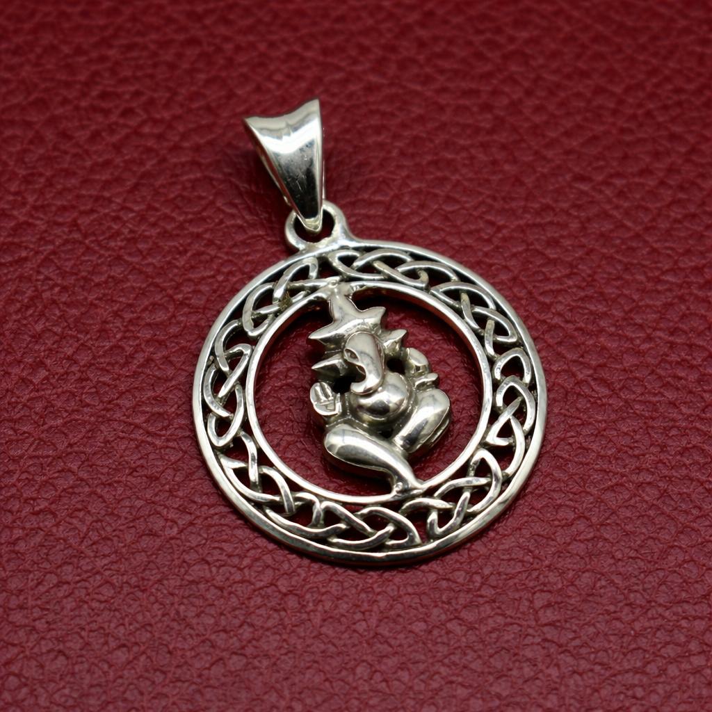 Sterling silver Lord Ganesha pendant by TRIBAL ORNAMENTS, unisex jewelry with intricate design, perfect for gifting.