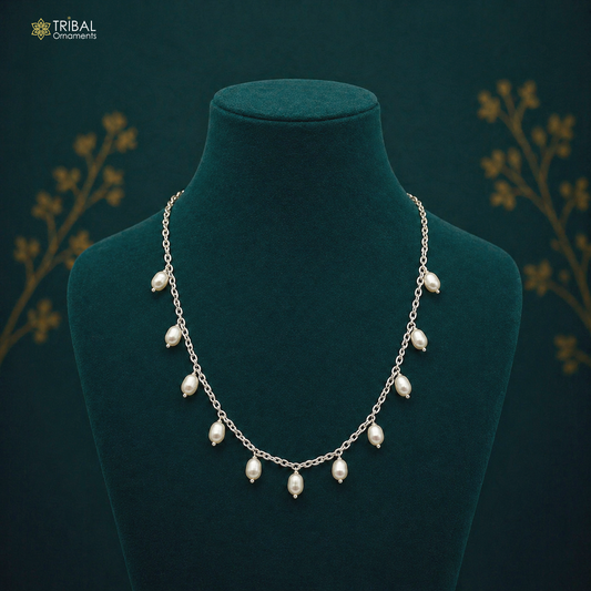 Sterling silver handmade charm necklace by TRIBAL ORNAMENTS featuring intricate designs, ideal for bridesmaids or belly dance jewelry.