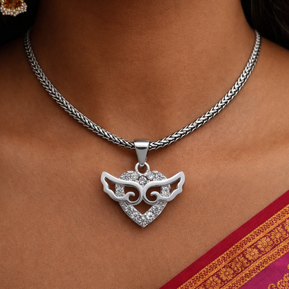 Sterling silver handmade pendant with intricate tribal-inspired design by TRIBAL ORNAMENTS, showcasing unique craftsmanship.