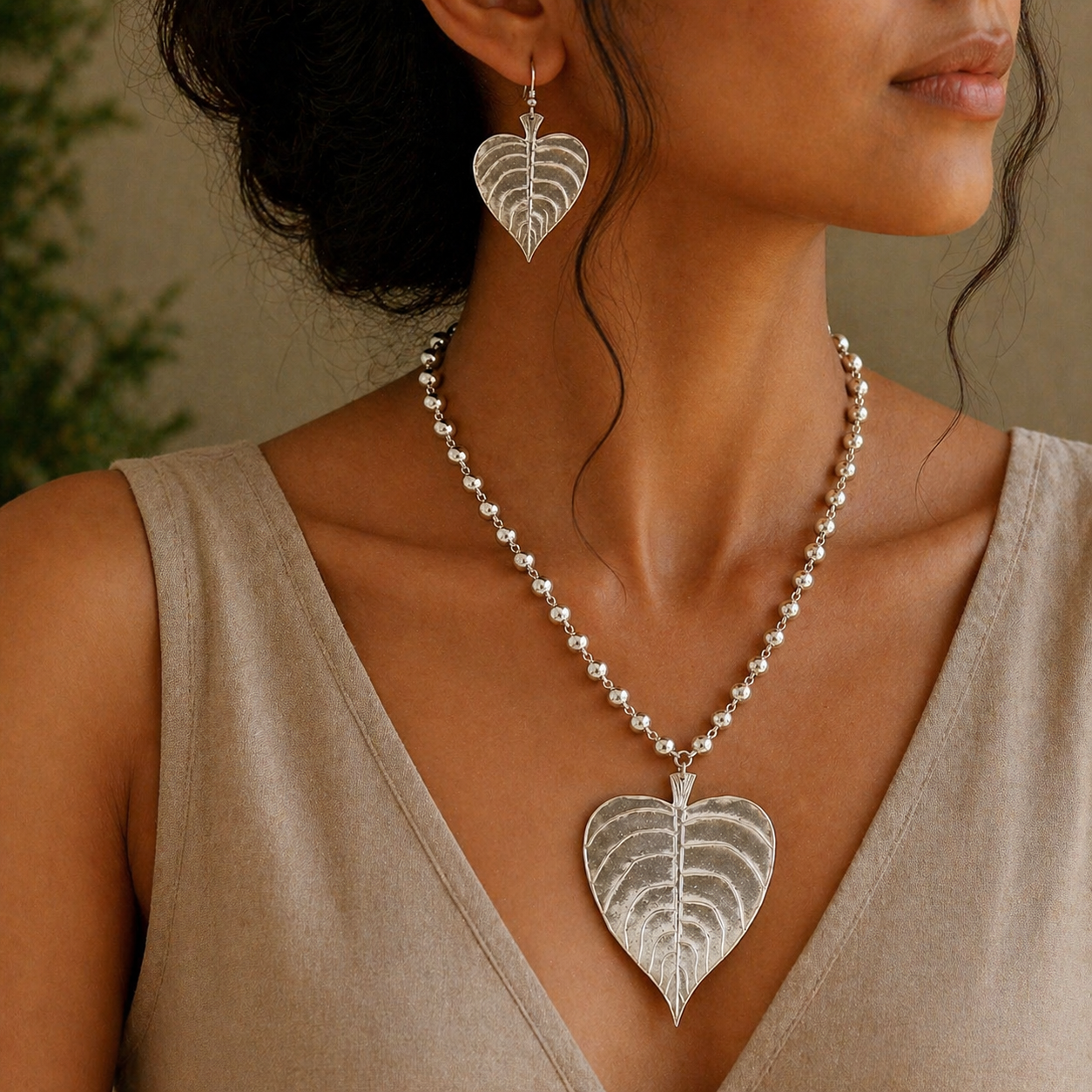 【レア】廃盤　DECO デコ silver925 りす ビンテージ ネックレス 925 Sterling silver handmade vintage design peepal tree leaf