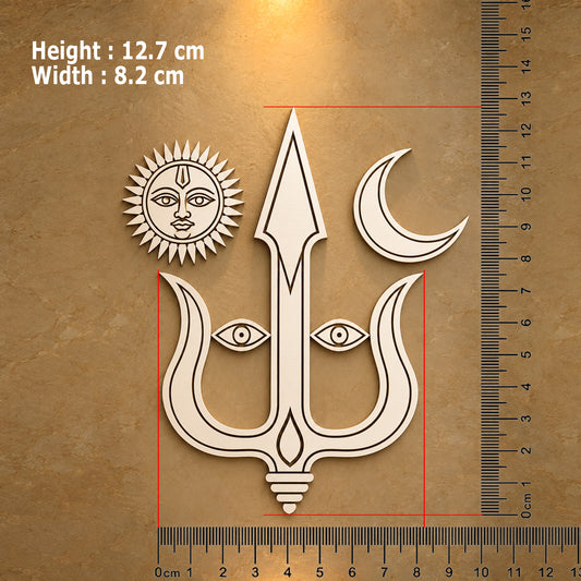 925 sterling silver Kuldevi wall art featuring Trishul, Sun, and Moon symbols for Hindu temple decor in a traditional pooja room.