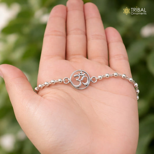 925 sterling silver OM design beaded Bracelet rakhi rk428
