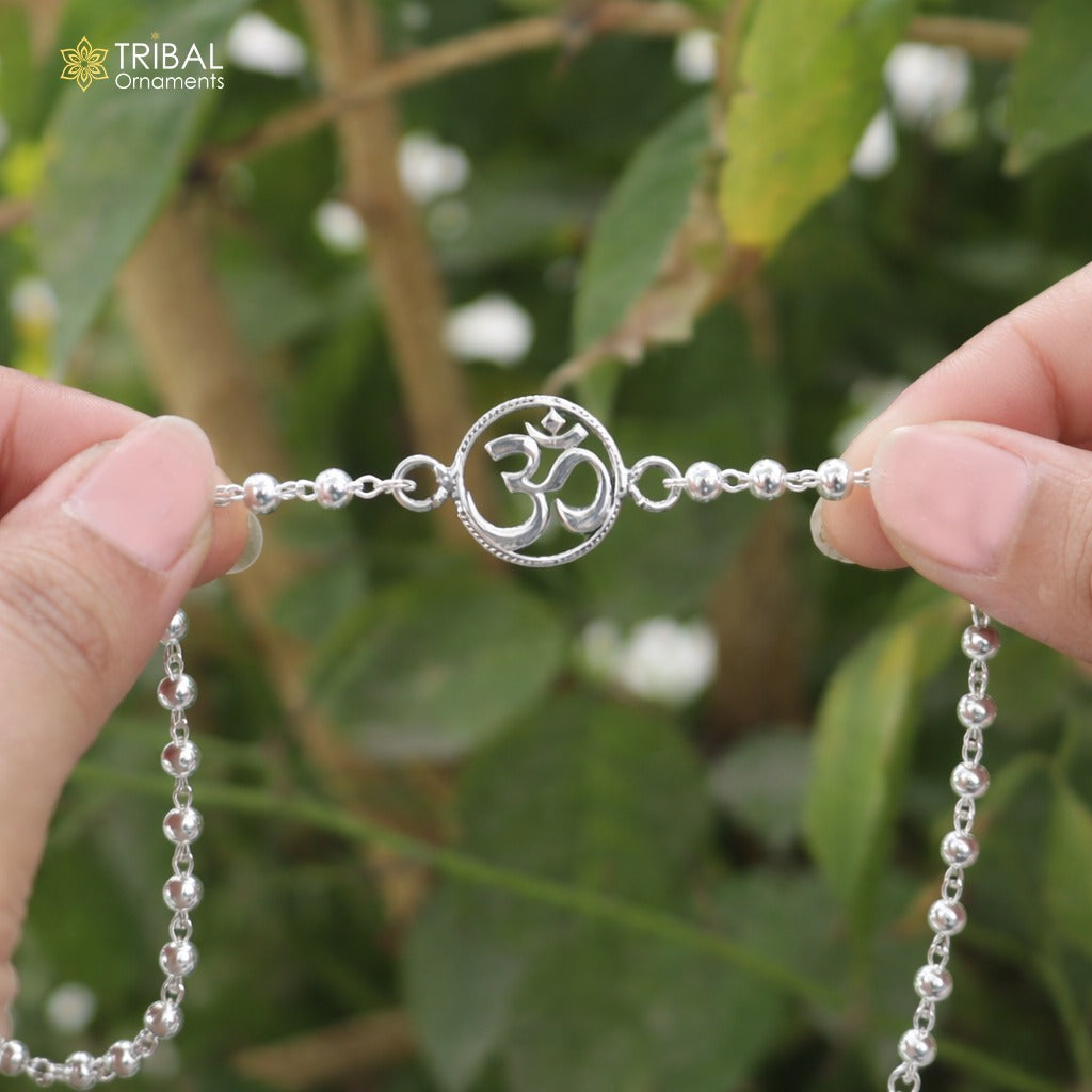 925 sterling silver OM design beaded Bracelet rakhi rk428