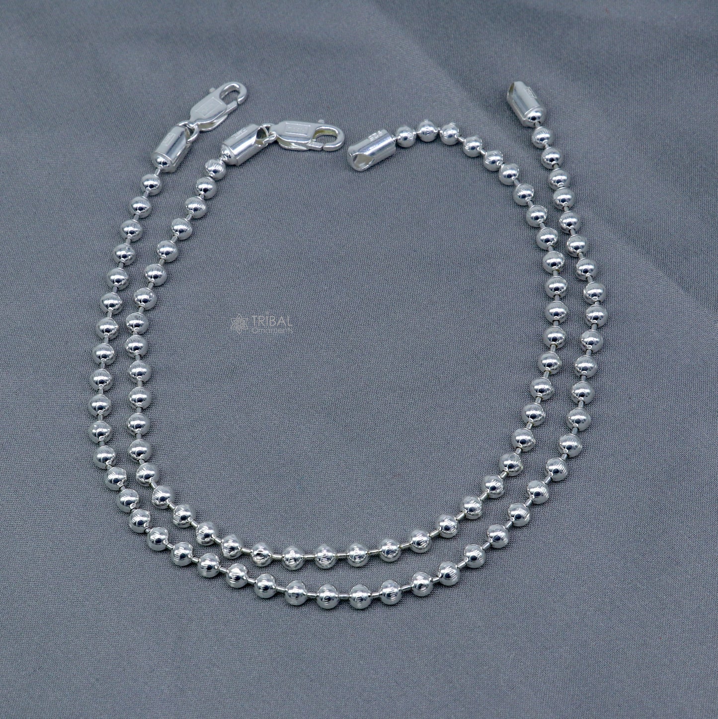 4mm 925 sterling silver beaded/ball chain anklet bracelet amazing light weight anklets belly dance silver jewelry ank651