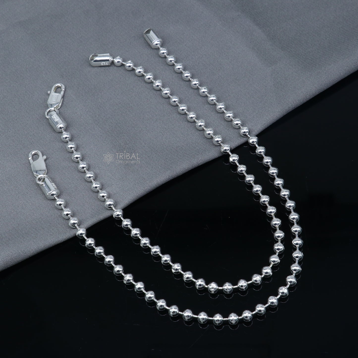 4mm 925 sterling silver beaded/ball chain anklet bracelet amazing light weight anklets belly dance silver jewelry ank651