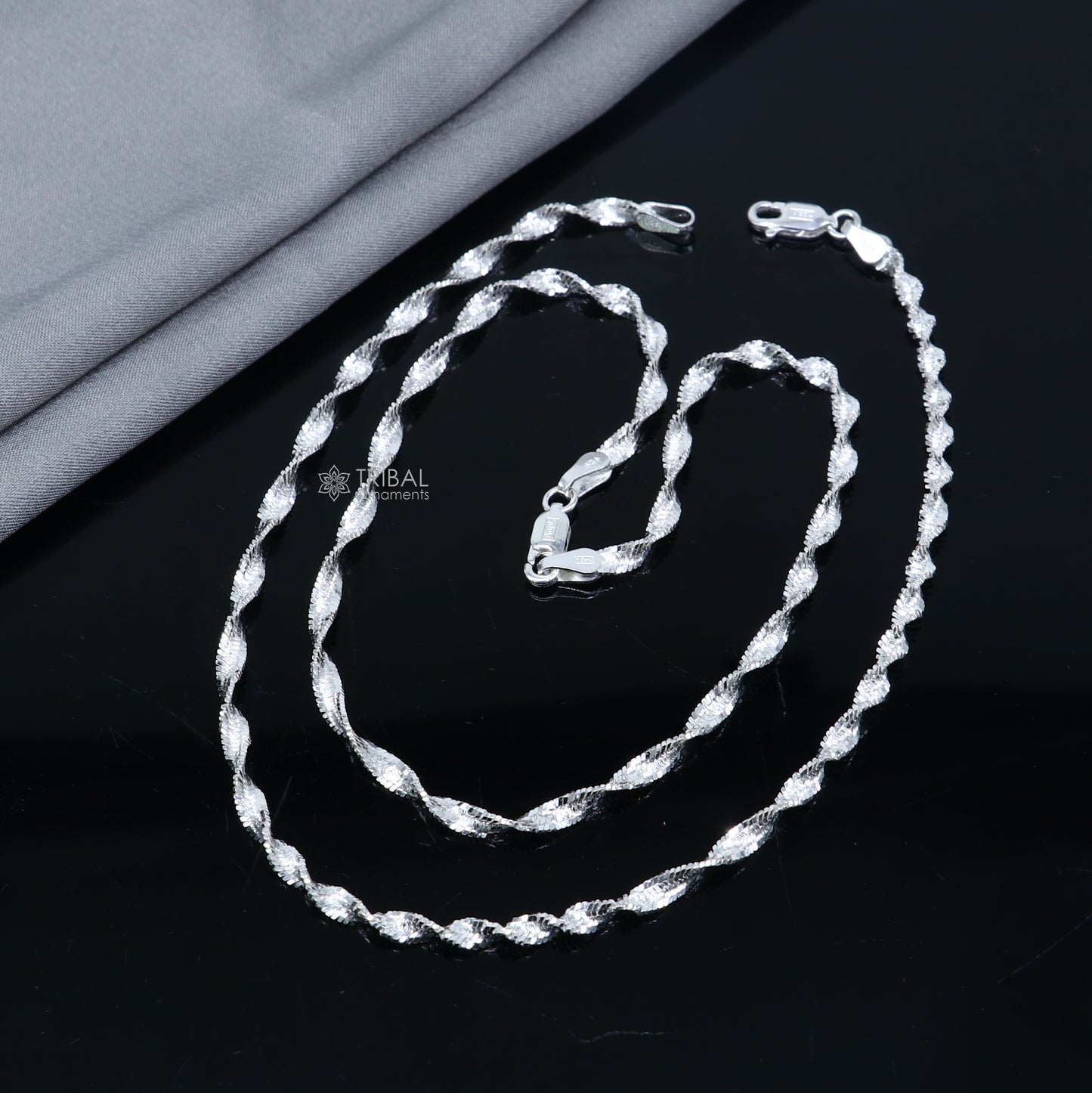 10.5" 925 sterling silver twisting chain anklet bracelet amazing light weight ankle jewelry ank653