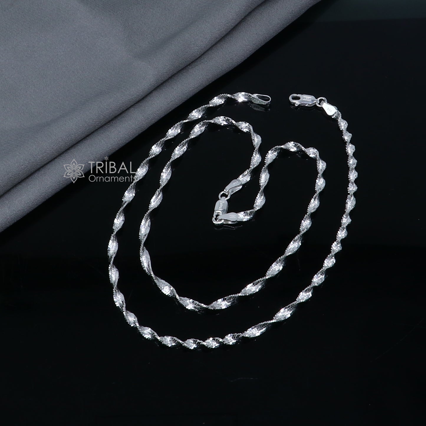 10.5" 925 sterling silver twisting chain anklet bracelet amazing light weight ankle jewelry ank653