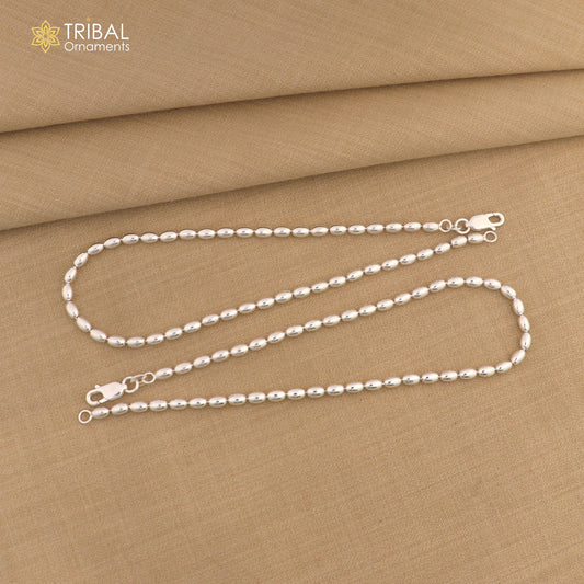 3mm 10.5 925 sterling silver beaded/ball chain anklet bracelet amazing light weight delicate anklets belly dance silver jewelry ank599