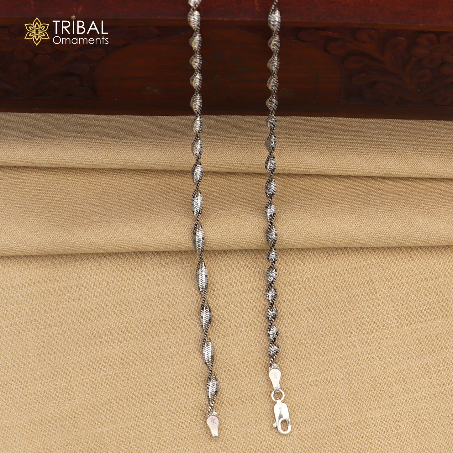 10.5" 925 sterling silver twisting chain anklet bracelet amazing light weight ankle jewelry ank652
