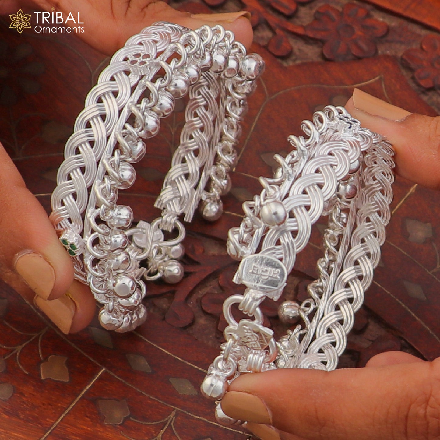 925 Sterling silver customized baby anklets, Best gifting kids fancy jingling ankle bracelet ank764 - TRIBAL ORNAMENTS