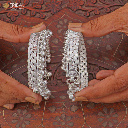 925 Sterling silver customized baby anklets, Best gifting kids fancy jingling ankle bracelet ank764 - TRIBAL ORNAMENTS