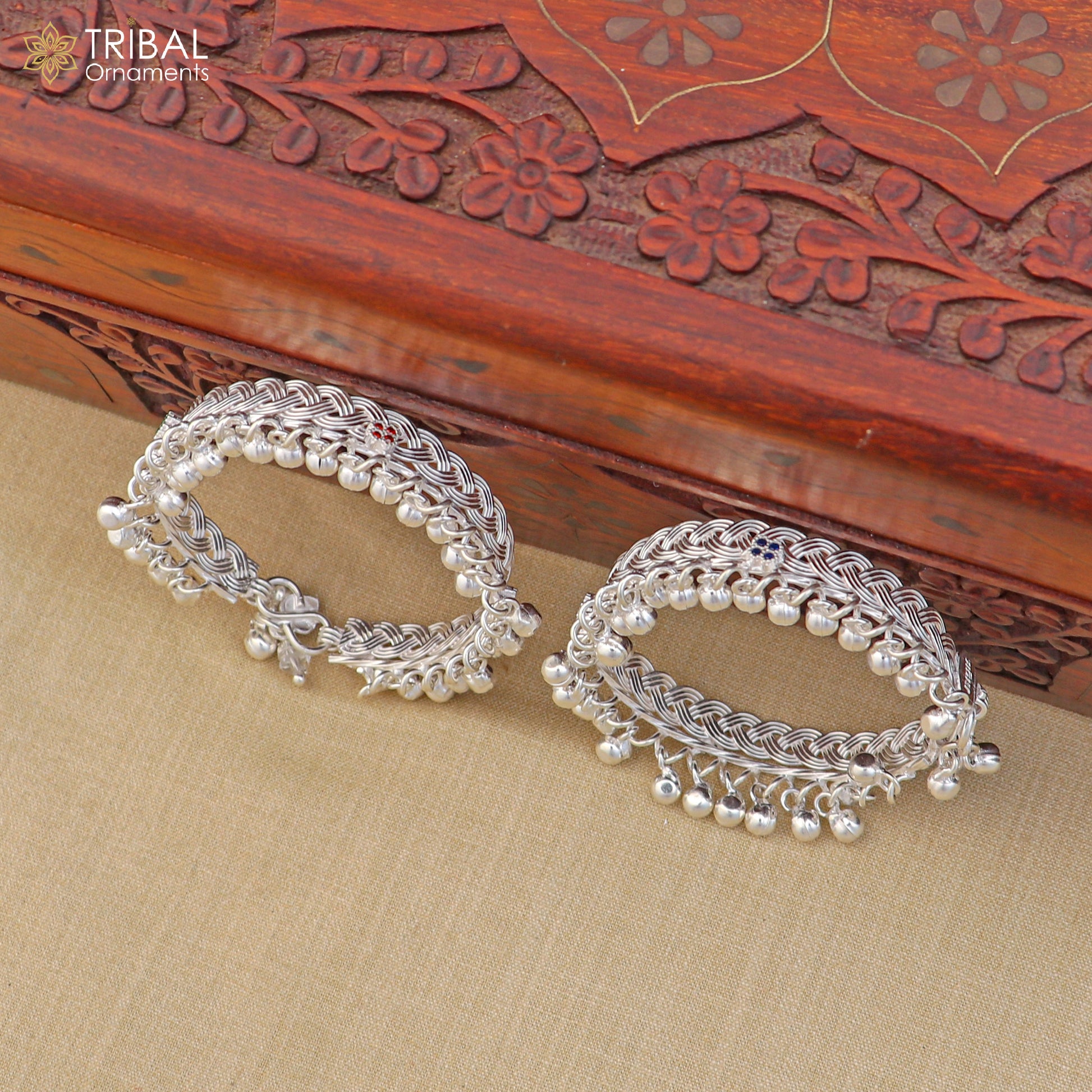 925 Sterling silver customized baby anklets, Best gifting kids fancy jingling ankle bracelet ank764 - TRIBAL ORNAMENTS