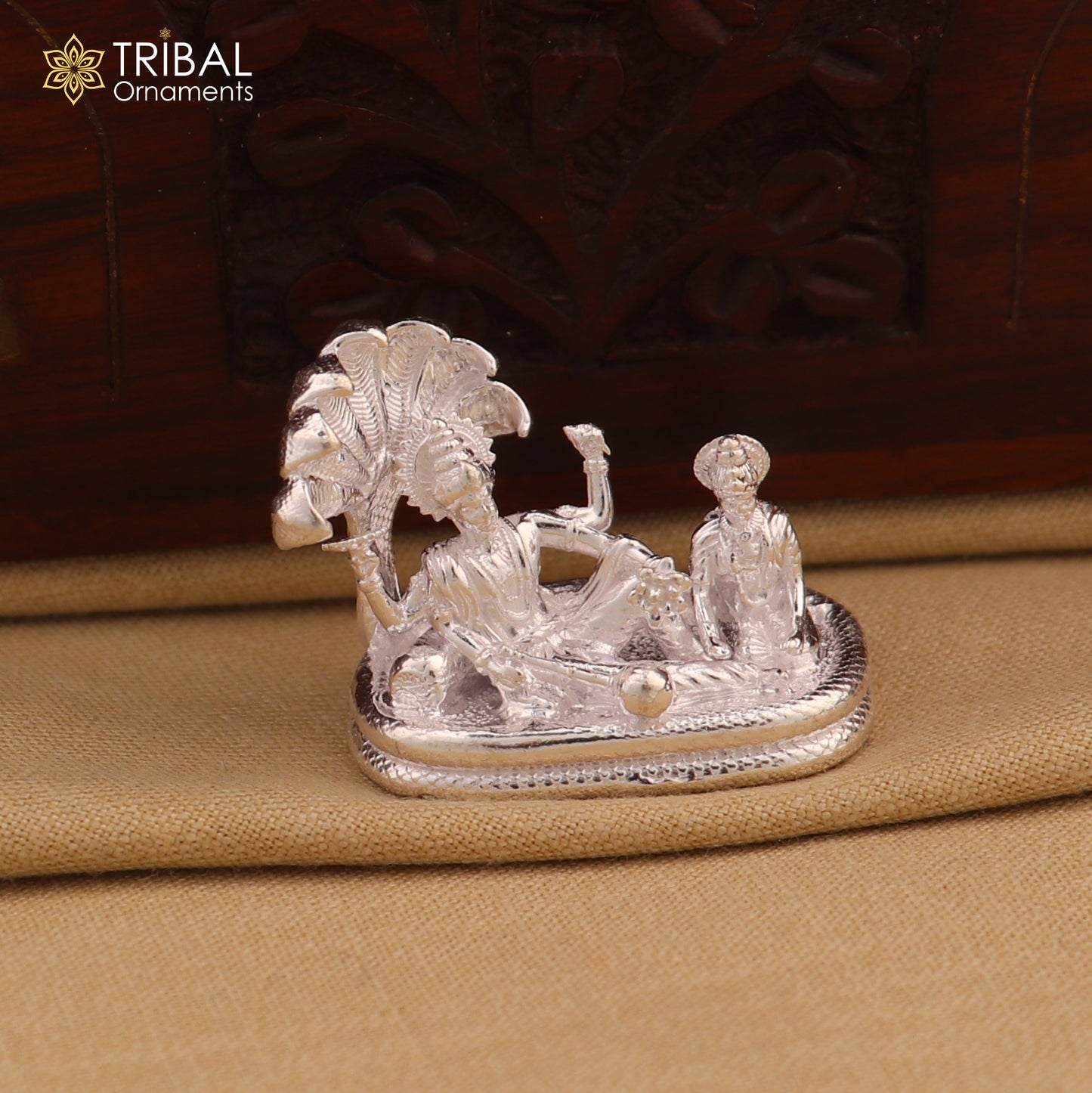 925 sterling silver lord Vishnu Narayana with lakshmi statue or Murti art art722