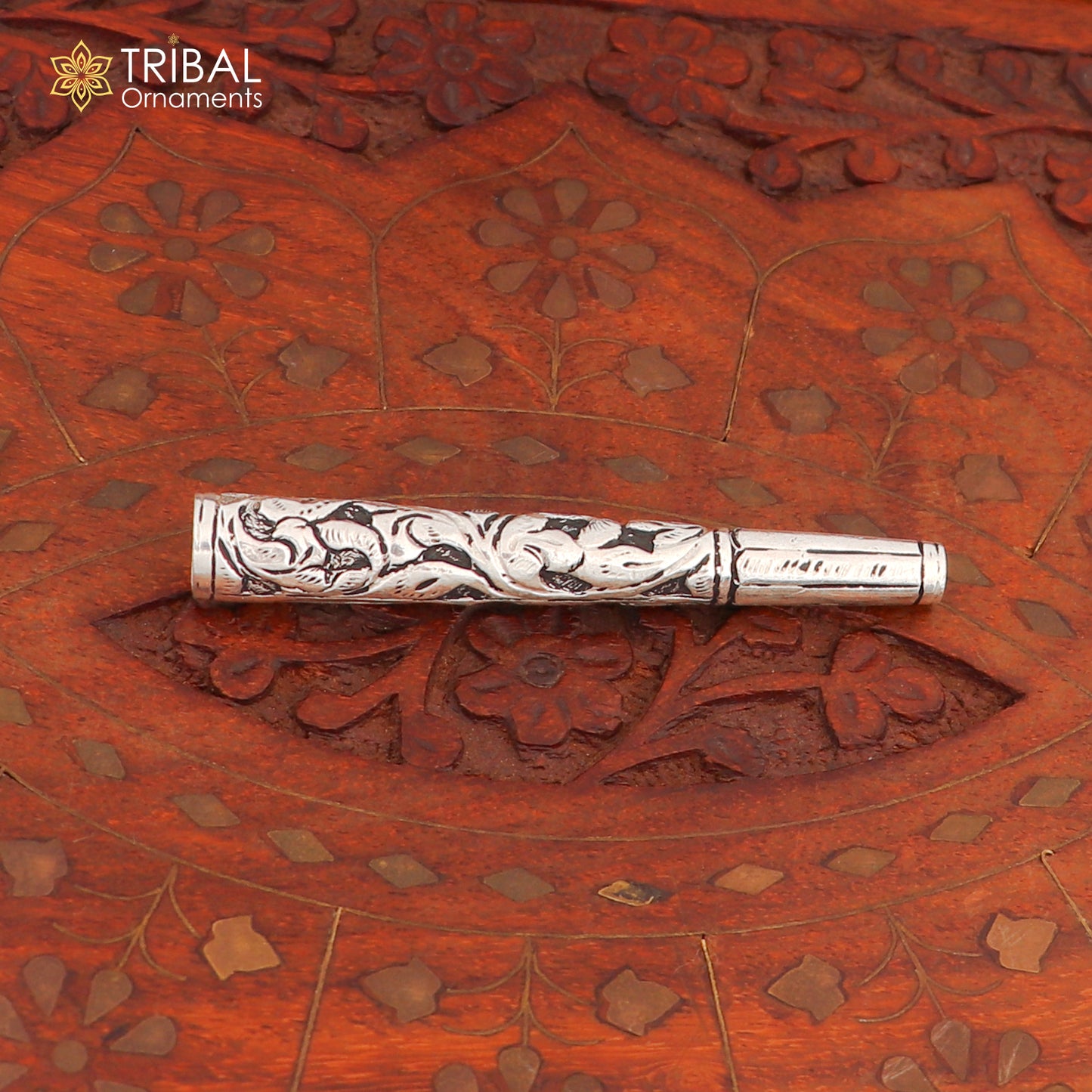 925 sterling silver Naskhi, chitai work hukka pipe vintage style cigarette pipe art819