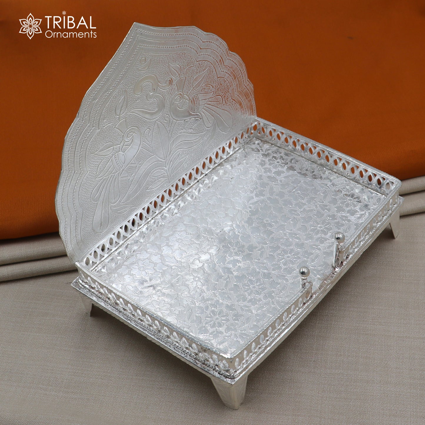 925 sterling silver God throne, God statue's stand chair singhasan, temple art puja chouki article art857