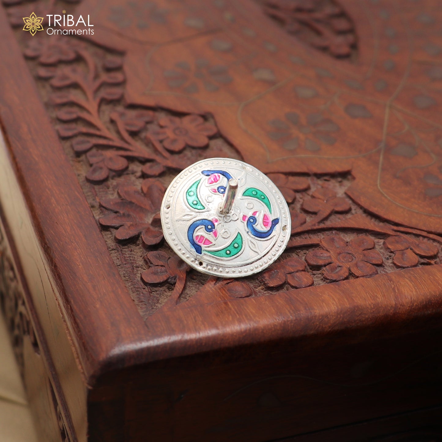 925 sterling silver enamel work Firki or Lattu toy for your baby Krishna idols article art878