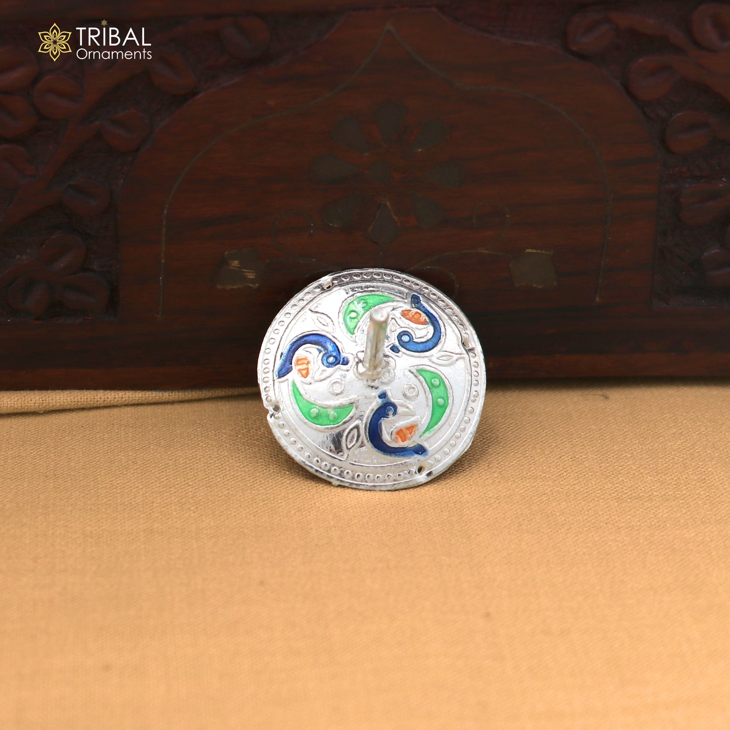 925 sterling silver enamel work Firki or Lattu toy for your baby Krishna idols article art879