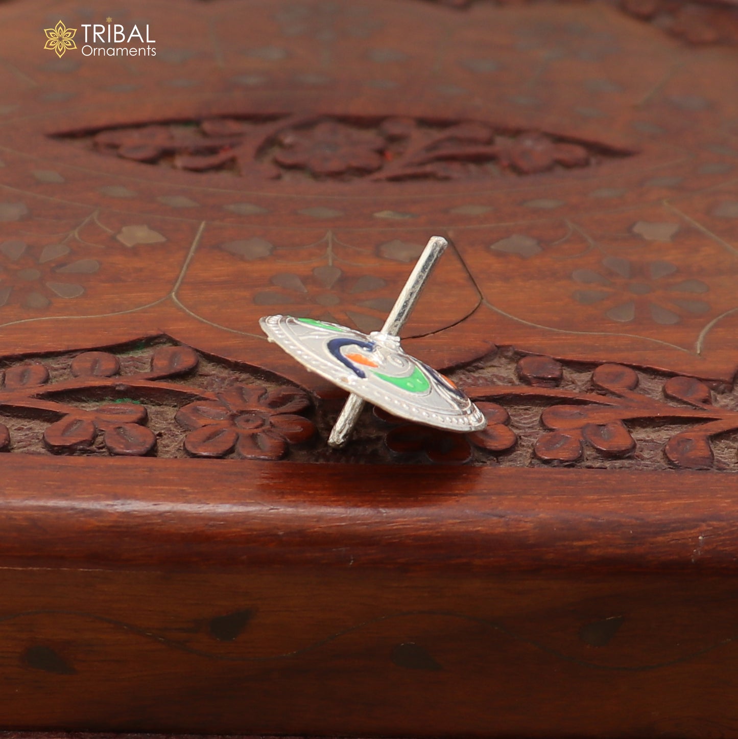 925 sterling silver enamel work Firki or Lattu toy for your baby Krishna idols article art879