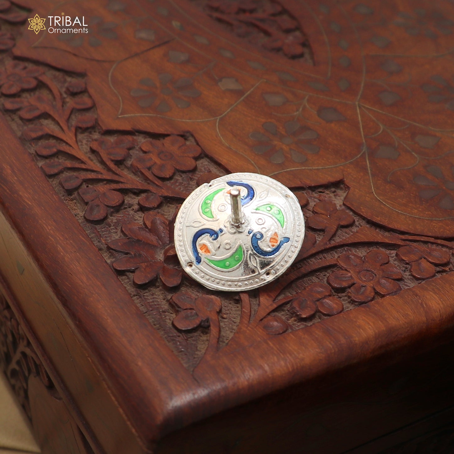 925 sterling silver enamel work Firki or Lattu toy for your baby Krishna idols article art879