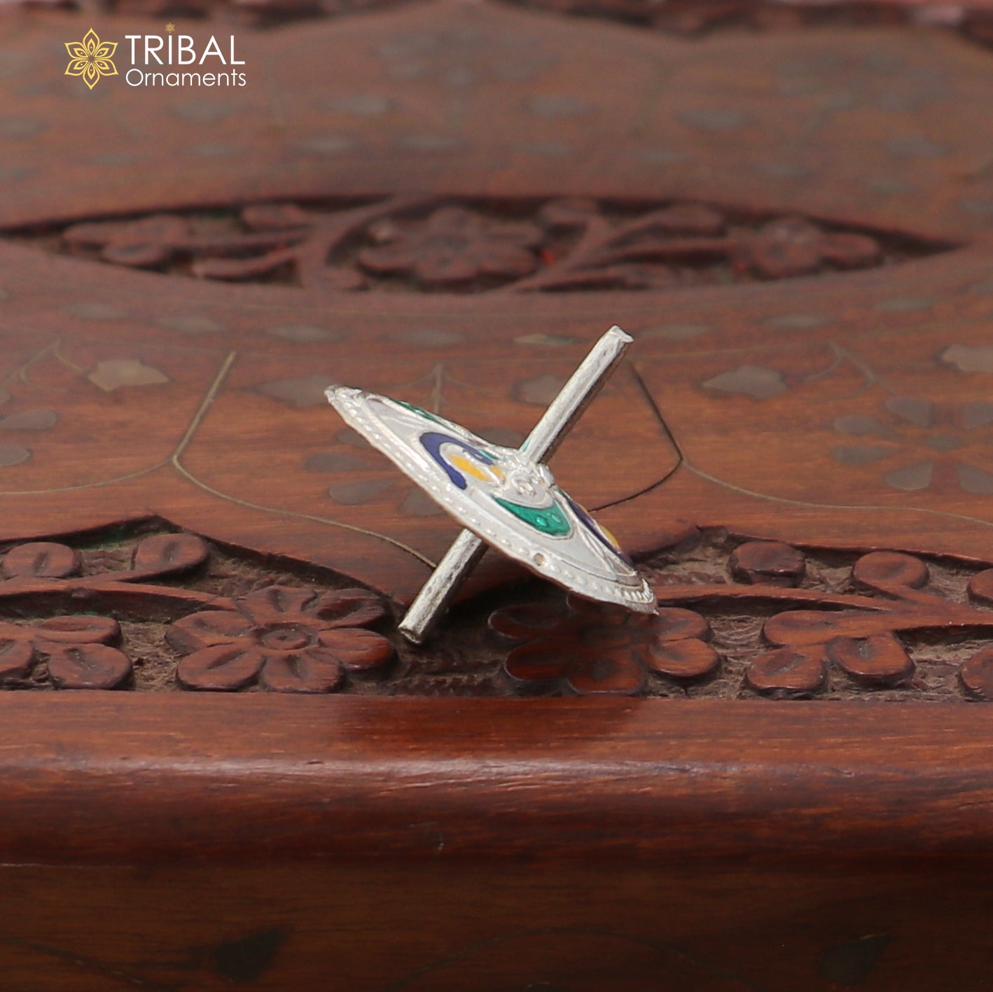 925 sterling silver enamel work Firki or Lattu toy for your baby Krishna idols article art880