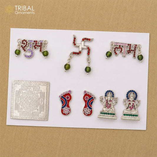 925 sterling silver combo diwali pooja set art890