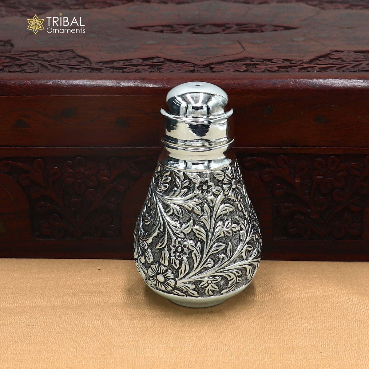 925 sterling silver nakshi work Salt and pepper shakers kitchen utensils art894