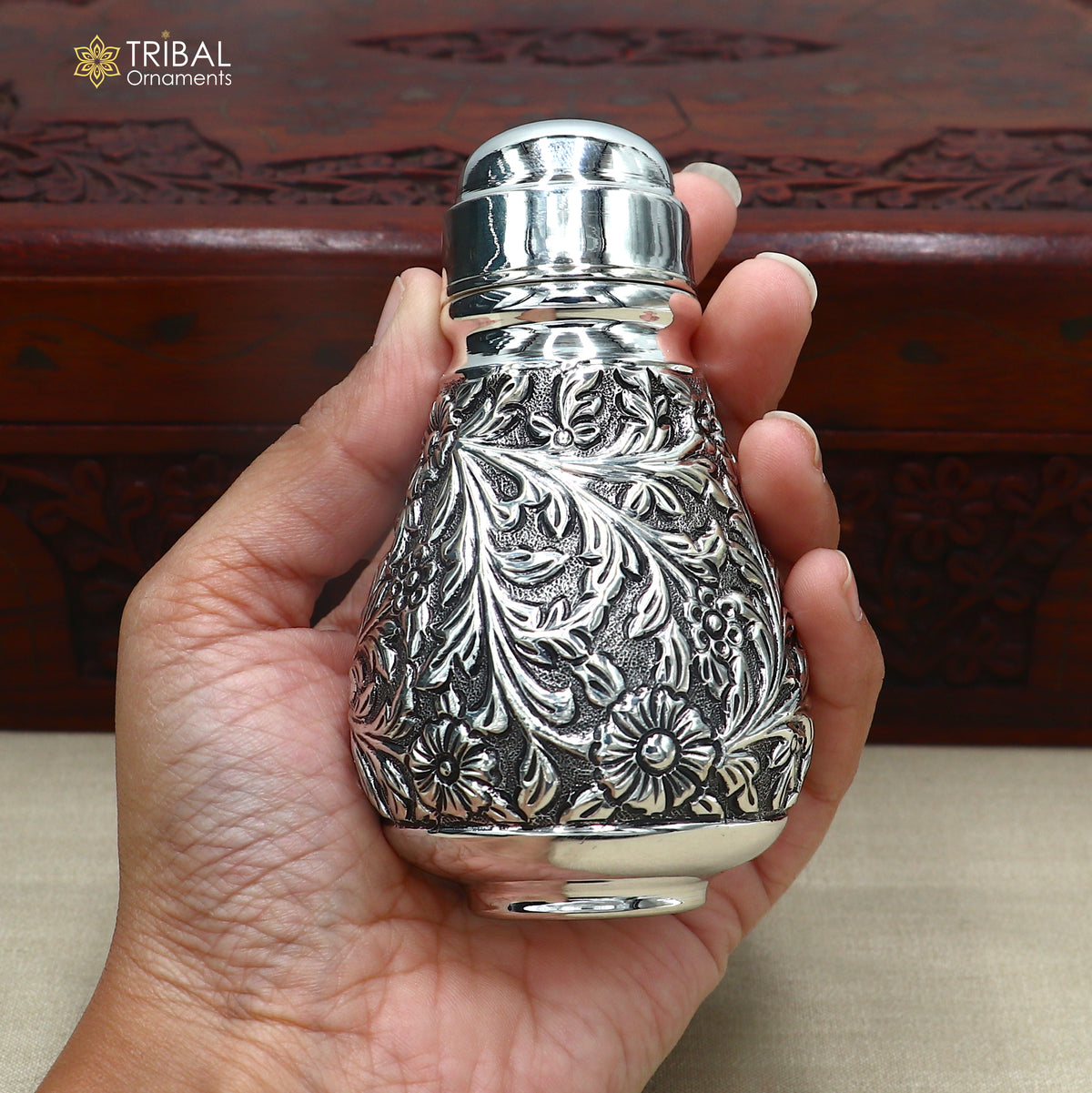925 sterling silver nakshi work Salt and pepper shakers kitchen utensils art894