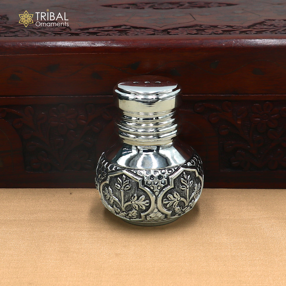 925 sterling silver nakshi work Salt and pepper shakers kitchen utensils art895