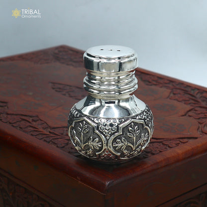 925 sterling silver nakshi work Salt and pepper shakers kitchen utensils art895
