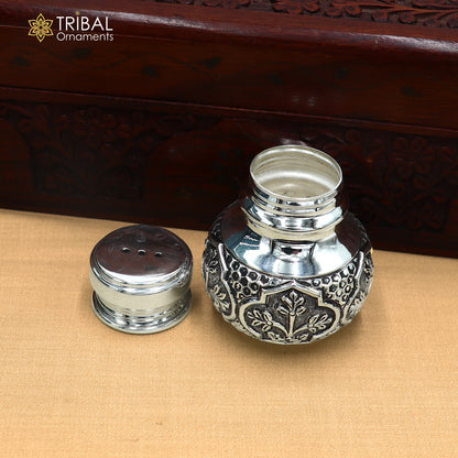 925 sterling silver nakshi work Salt and pepper shakers kitchen utensils art895
