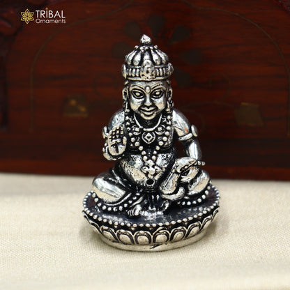 925 Sterling silver Kuber Idol Wealth God Murti Statue figurine, puja articles art897