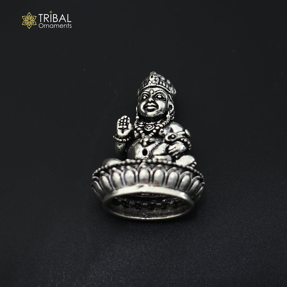 925 Sterling silver Kuber Idol Wealth God Murti Statue figurine, puja articles art897